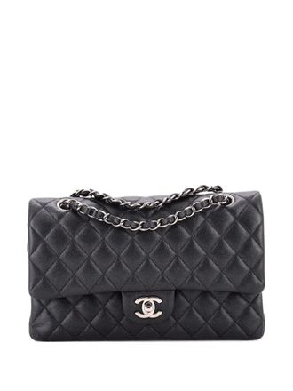 Chanel Classic Double Flap Bag Quilted Iridescent Caviar Medium shoulder bag - Zwart