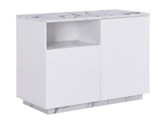 Vente-Unique Isla de cocina con 2 puertas y 1 estante de MDF - Efecto m&aacute;rmol blanco - CORELINA