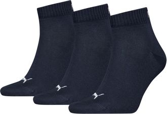 Puma Unisex Plain Recycled Cotton Quarter Socks (Pack of 3), - 321 Navy, 39-42