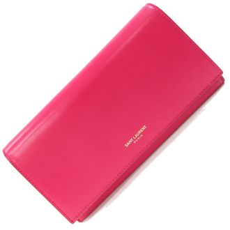 Saint Laurent Pink Leather Long Wallet (Bi-Fold) (Pre-Owned)