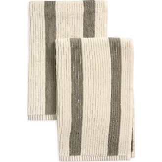 Nordstrom Rack 2-Pack Reversible Stripe Hand Towel in Green Halo at Nordstrom Rack, Size 2 Piece Set (Hand Towels)