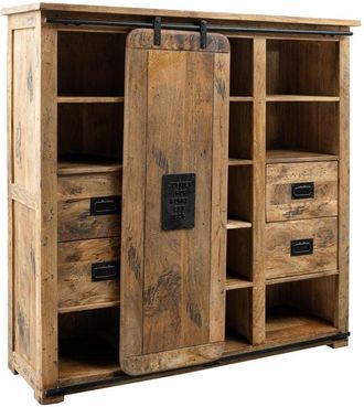 Massivmoebel24 Railway 162 Credenza in legno di mango - laccato / natur 142x45x147