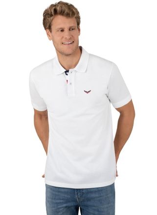 Trigema Poloshirt TRIGEMA TRIGEMA Poloshirt mit dreifarbiger Knopfleiste, Herren, Gr. 4XL, weiss (wei&szlig;), 100% Baumwolle, Basic, Shirts Poloshirt
