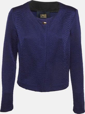 Roberto Cavalli Blue Textured Crepe Jacket