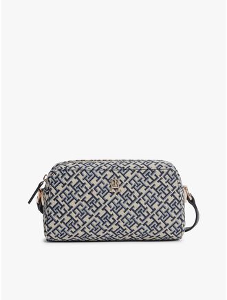 Tommy Hilfiger Womens Jacquard Monogram Crossbody Bag - Blue