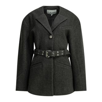 Ganni Blazer in lana - - Jackets - Donna - Nero - M