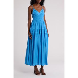 Blu Pepper Smocked Sleeveless Maxi Dress in Blue at Nordstrom Rack, Size Medium