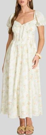 Blu Pepper Floral Corset Midi Dress in Light Olive Multi at Nordstrom Rack, Size Medium