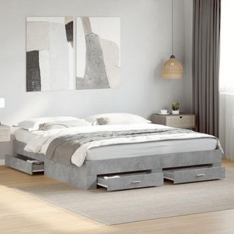 Berkfield Home Bed Frame with Drawers without Mattress Concrete Grey 200x200 cm