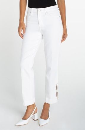 Liverpool L.A. Kennedy Embellished High Waist Crop Straight Leg Jeans in Bright White at Nordstrom, Size 14