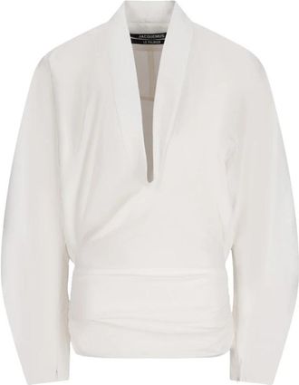 Jacquemus La Blouse Colombe - Dames - Blouses - Wit - XS - Katoen - Overhemden