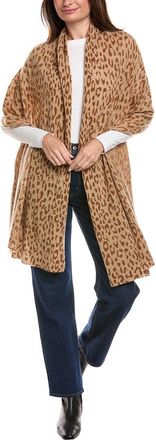 Amicale Cashmere Printed Cheetah Knit Cashmere Wrap