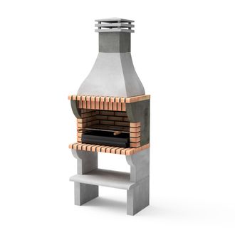 Movelar Barbacoa De Obra Prefabricada De Le&ntilde;a Y Carb&oacute;n Modelo Maipu Xl (gris, Naranja - 86,5 X 58 X 245 Cm) Ref: 3531/3 - Cocina De Exterior Con Parrilla Mell