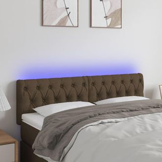 vidaXL Cabecero Con Led De Tela Marr&oacute;n Oscuro 160x7x78/88 Cm Vidaxl