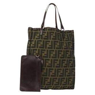 Fendi Pre-owned Tote Bags, female, Brown, Size: ONE SIZE Pre-owned Canvas Tote Bag