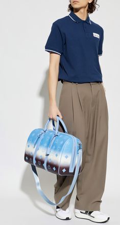 Versace Jeans Couture Polo With Printed Logo, Mens, Navy Blue