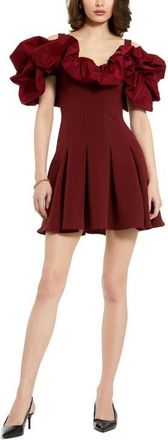 Mac Duggal Crepe Godet Hem Mini Dress With Faille Ruffle in Oxblood at Nordstrom, Size 4