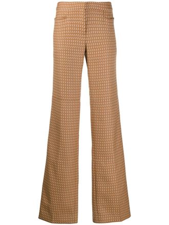 Stella McCartney abstract print straight trousers - women - Cotton - 38 - Neutrals