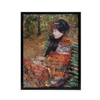 Artery8 Autumn Portrait of Lydia in a Park Cassatt Black Framed Canvas Art | Size: W24 x H32