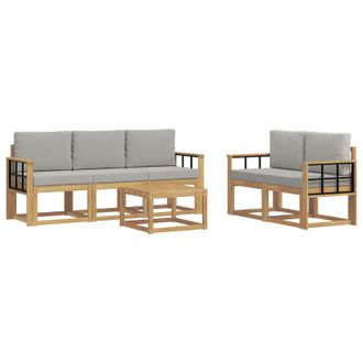 vidaXL Conjunto De Sof&aacute;s De Exterior 6 Pcs Blanco Y Gris Claro Vidaxl