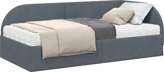 vidaXL Estructura De Cama Esquina Con Colch&oacute;n 2 Uds. Gris Oscuro Vidaxl