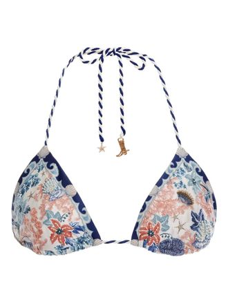 Agua Bendita floral-print bikini top - women - Elastane/Recycled Polyester - S - White