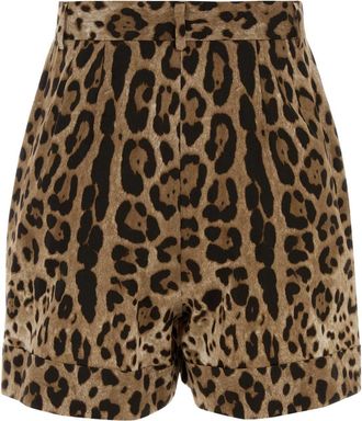 Dolce & Gabbana Womens Printed Poplin Shorts Leonew Exterior: Cotton