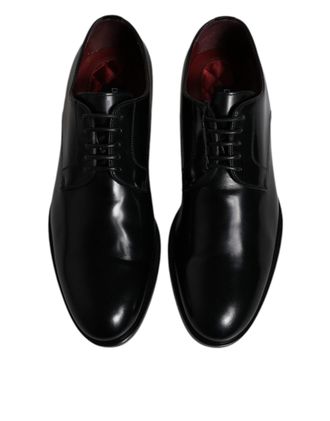 Dolce & Gabbana Mens Black Calfskin Leather Derby Lace Up Formal Dress Shoes Calf