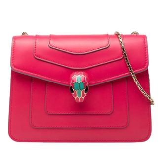 Bulgari Pre-owned Cross Body Bags, female, Pink, Size: ONE SIZE Pre-owned Serpenti Forever Wallet on Chain