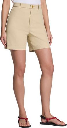 Spanx SPANXsupersmooth High Waist Stretch Twill Shorts in Sandbar at Nordstrom, Size 1X