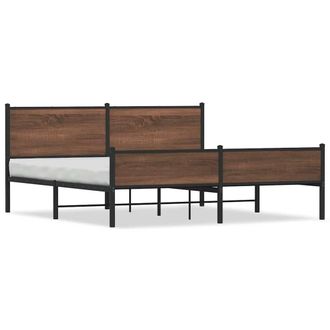 Berkfield Home Metal Bed Frame without Mattress Brown Oak 160x200 cm
