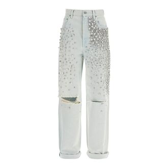 Golden Goose Straight Fit Jeans, female, Blue, W27, Crystal Stone High Waist Jeans