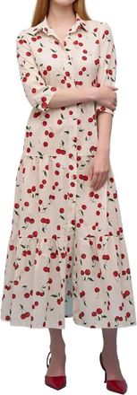 Astrid Molly Tiered Midi Dress In Cherry