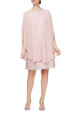 S.L. Fashions Foil Floral Print Sheath Dress in Faded Rose at Nordstrom, Size 14