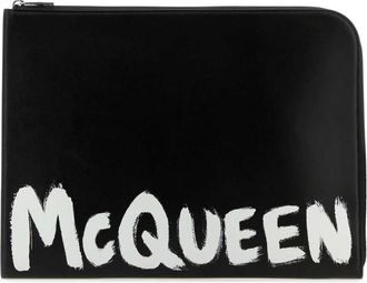 Alexander McQueen Stijlvolle Clutch Portemonnees en Kaarthouders - Heren - Portefeuilles - Zwart - ONE Size - Leer - Accessoires