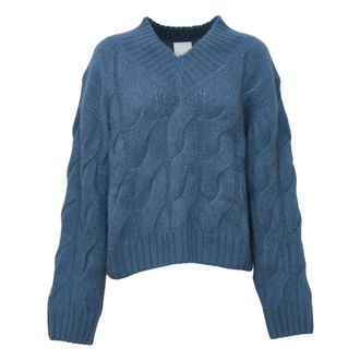 Allude Jersey de pico de punto trenzado - Knitwear - Mujer - Azul - S
