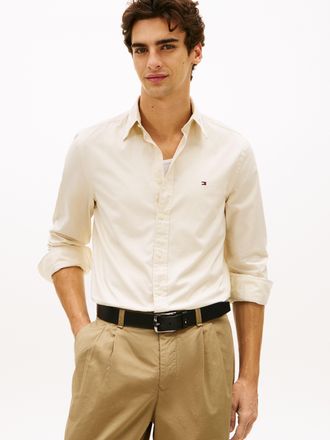 Tommy Hilfiger FLEX POPLIN SOLID unifarben, klassisch, regular fit, Baumwolle, Button-down-Kragen