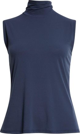 St. John Sleeveless Jersey Turtleneck Shell in Midnight at Nordstrom, Size X-Large