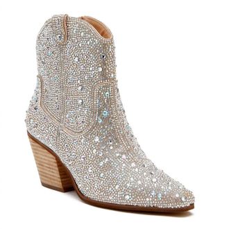 Matisse Footwear Womens Harlow Rhinestone Western Ankle Boots In Silver