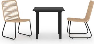 vidaXL 3 Pcs Set Dining Para Jardim Vime Pe And Glass