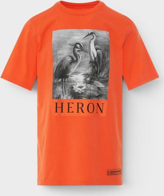 Heron Preston Mens Oversized T-Shirt Orange Black Cotton - Size X-Small