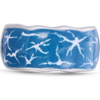 LuvMyJewelry Ocean Waves Sterling Silver & Enamel Band Men Ring at Nordstrom, Size 9.5