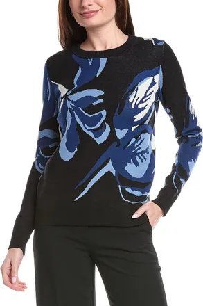 T Tahari Painterly Floral Jacquard Sweater