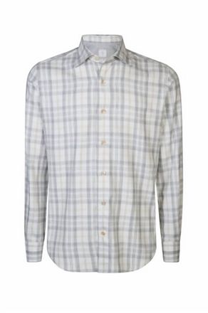 Eleventy Mens Button Down Shirt In Grey Plaid