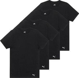 Puma Mens 4 Pack Cotton Crewneck Short Sleeve T-Shirt, Black, XL