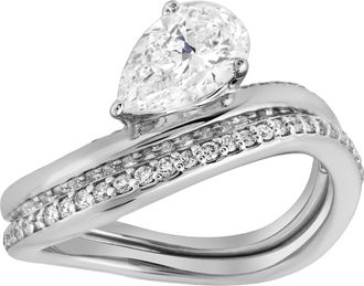 LuvMyJewelry Selena Silk Wave 2.00 Ct Pear Lab Grown Diamond Engagement Ring
