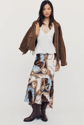 Maeve Bias-Cut Satin Midi Skirt