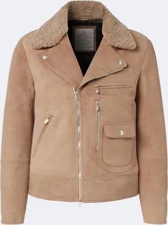 Brunello Cucinelli Giacca biker in suede con shearling