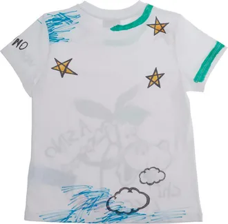 Moschino Boys Kids T-Shirt Crew Neck White Cotton T-Shirts And Polos