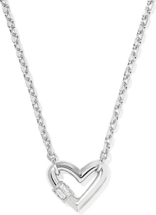 Kendra Scott Womens Emery Heart Short Pendant Necklace In Silver